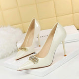 Diamond Rhinestone New Design Sandales Talon Femme Pumps Royal Blue Heels for Women
