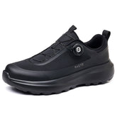 All Black Mens Running Shoes Rotary Buckle Lacing System Athletic Sneakers Lightweight Walking Shoes Cushioning Sport Footwear