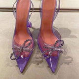 Chaussur Lux Femm Designer Summer Sandals Clear Bow Female Heels Shoes for Ladies 2025