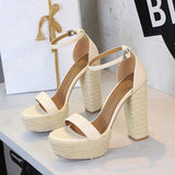 2025 New Sandals Straw Rope Weave Platform High Heels Women Thick Bottom Casual Shoes Sexy Model Summer Buckle Strap Pumps