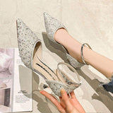Sequin New Arrival Calzados De Mujer Designer Party Stiletto High Sexy Pump Silver Heels