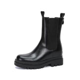 31-40 Botas Para Mujer Fashion Chunky Heel Platform Bootie Shoes Black Leather Ankle Boots