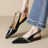 Rhinestone Design Dress Pumps Fashion Elegant Slingback Style Official Work Shoes Women's Flats