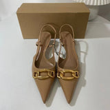 Ladies' Pointed-toe Metallic-buckle Slip-on Stiletto Heel Sandals Quality Elegant Style Women Heel Pumps