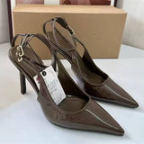 Niche Fashion Pointed-Toe Low-Cut High-Heel Mule Sandals with Leopard Print Women Sexy Summer Heel Pumps
