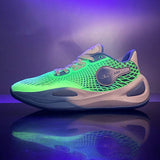 Mens Luminous Basketball Shoes Glow in Dark Athletic Sneakers Purple Breathable Mesh Sport Footwear Professional Training Shoes