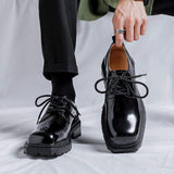 Square Toe Green Outsole Good Looking Fashion Wedding Dress Shoes Classic Formal Height Increasing Men Lace up