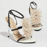 Women's New Style Electroplated Stiletto Sandals for Foreign Trade - With Shiny Floral Accents, Fashionable Design