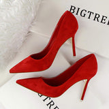 Big Size 42 43 Sepatu Wanita Sexy Fashion Suede Leather Dress Pumps Women Pencil Heels for Ladies Shoes