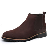 High Ankle Point Toe PU Leather Shoes Formal Occasion Height Increasing Chelsea Boots Men