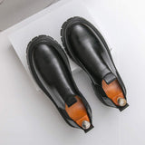 Height Increasing Thick Sole Dress Shoes Round Toe Formal Business Wedding Loafers Classic Men Slip on