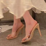 Sandalias Para Mujeres Stilettos Sexy PVC Sandals Slipper Clear Heels for Women