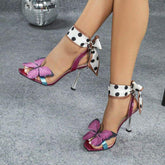 Ankle Strap New Trendy Sandal Chaussures Shoes Women Butterfly High Heels for Ladies Elegant