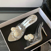Summer Luxury Pearl Pearl Shoes Narrow Band Women Elegant Crystal Stiletto High Heels Sandals