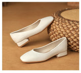 Classic Design Fashion Quality Women Low Heel Casual Pumps Comfortable Black White Ladies Heels Shoes