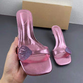 Zapatos Altos De Mujer Summer Pink Stiletto Slipper Mules Women Sandal High Heels for Ladies