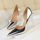 Sepatu Wanita Berhak Chinese Wholesale High Quality Sexy Stiletto Shoes Sliver Heels for Women