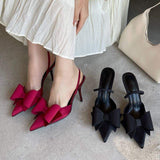 35-43 Bow Slingback Talon Red Color Trending 2025 Women Low Heels for Ladies Shoes