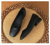 Classic Design Fashion Quality Women Low Heel Casual Pumps Comfortable Black White Ladies Heels Shoes