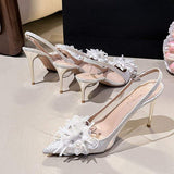 Rhinestone Talons Wedding Designer Fashion Sandale Femme 2024 White Women Heels for Ladies