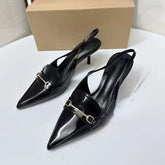 Black Sandalias Plastico Summer Sandal Shoes Slingback Kitten Women's Heels