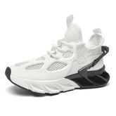 Men Fashion Athletic Shoes Hollow Blade Sole Running Sneakers Shock Absorption Walking Footwear Breathable Mesh Comfort Trainers