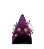 Talons Gorgeous Purple Heeled Shoes Featuring Crystal Flower Pointed Toe Wedding Bridal Dress Pumps Heels