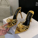 Chaussures Femme Tendance Latest Design Talons Haut Sexy Escarpins Open Toe Women Gold Thin Heels