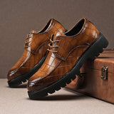 Men's PU Leather Dress Shoes Lace-up Thick Sole Shoes Formal Casual Footwear for Office Daily Wear Occasions