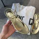 Gold Fashion Sandalias Altas Flip Flops Comfortable Korean Trendy Women's Sandals