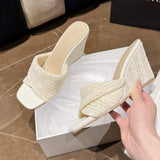 New Trendy Quality Sandalias Plataforma Jute Rubber Sole 2026 Platform Female Wedge Sandals