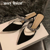 Sandalias De Verano Closed Pointed Toe Diamond Rhinestone Bling Fashion Designer Ladies High Heels for Women Sandal Sexy