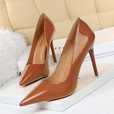 10.5CM/7.5CM Dropshipping Escarpins Femme Big Size 43 Formal Trendy Reflective Pointed Toe Nude High Heeled Women's Pumps Shoes