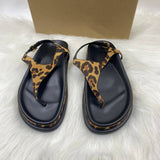 New Style Women's Flat Sandals Toe-Ring Leopard Print Buckle Slip-On Peep-Toe Beach Sandals