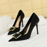 Talons Dames Luxury Buckle Pumps Big Tree Shoes Women Pink Heel for Ladies