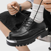 Thick Sole Height Increasing Formal Business Lace up Durable Steel Round Toe Men Derby Dress Shoes