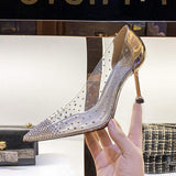 Quality Hollow Mesh Salto Alto 1 Pair Luxury Studded Slippers Thin Stiletto Sandal Heels for Ladies and Women