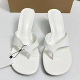 Women's Toe Post Sandals - Round Toe Slim Heel Slide-In Style Sexy Ladies Heeled Sandals