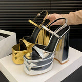New Arrival Summer Calzado Mujer Sandalias Designer Gold/Silver Platform Sandal Hoes Women Heels