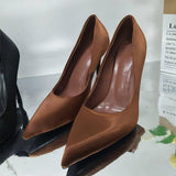 Women Sexy Pumps Good Quality Satin Material with Slim Heel Professional Pointed-Toe Plus Size Low-Cut Style for Ladies