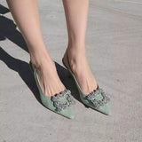 Soft Leather Slingback Pumps Diamond Wedding Shoes Unique Luxury Diamond Heels for Ladies Shoes