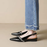 Rhinestone Design Dress Pumps Fashion Elegant Slingback Style Official Work Shoes Women's Flats