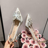 6CM/8CM/10CM New Talons Wedding Bride Slingback Rhinestone Butterfly Stiletto Heels for Women Ladies Pumps