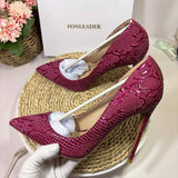 12CM/10CM/8CM Latest Design 44 45 Plus Size Stiletto Luxury Purple High Heels Shoes for Elegant Lady