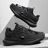 Mens Fashion Sneakers Techwear Style Athletic Shoes Quick Toggle Lacing System Thick Speckled Sole Sport Trainers