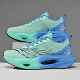 Mens Running Shoes Mint Green Gradient Athletic Sneakers Hollow Out Sole Shock Absorption Lightweight Walking Sport Shoes