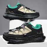 Mens Fashion Sneakers Techwear Style Athletic Shoes Quick Toggle Lacing System Thick Speckled Sole Sport Trainers