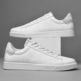 New Mens Genuine Leather Sneakers Minimalist Black White Casual Shoes Low Top Comfortable Walking Footwear for Office Daily Wear