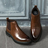 Quality Men Leather Chelsea Boots Classic Handmade Premium Cowhide Upper Handsome Ankle Boots Men Dress Shoes