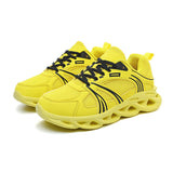 Mens Running Shoes Black Red Yellow Athletic Sneakers Hollow Blade Sole Breathable Mesh Walking Trainers Fashion Sports Footwear